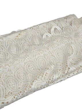 Vintage 90s Ivory Lace Tablecloth Intricate Floral Pattern 82" X 60"